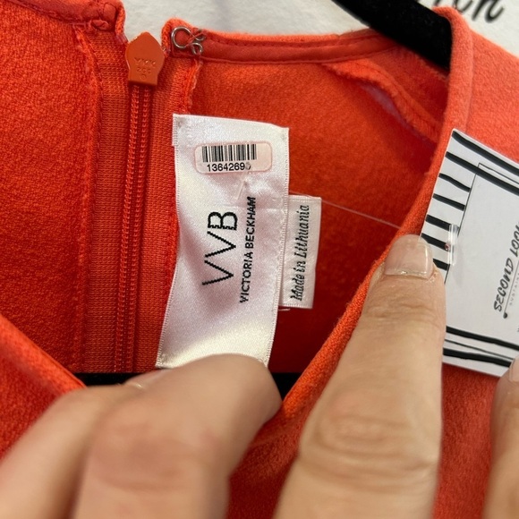 Victoria Victoria Beckham Flounce Hem Sleeve Top coral size 4 - Picture 7 of 8